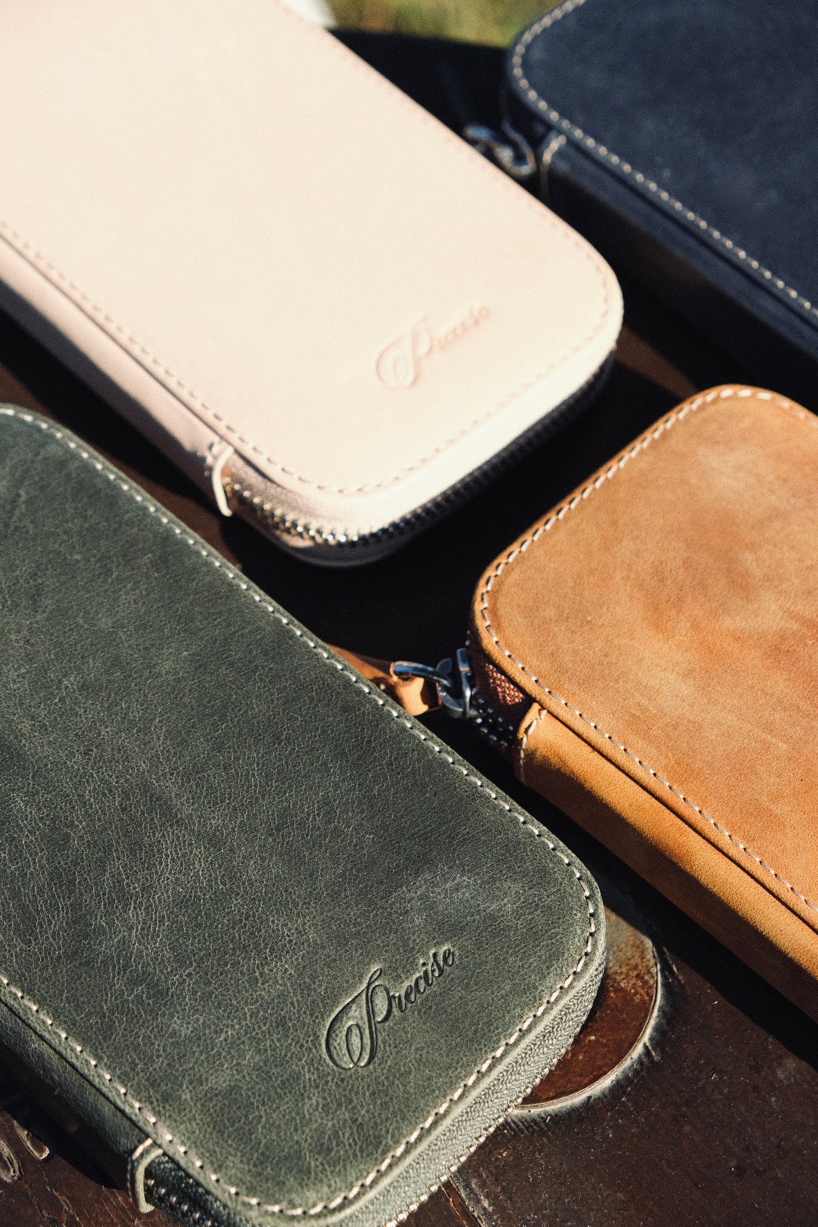 Crazy Horse Green Pen Case - 3 Slots-4