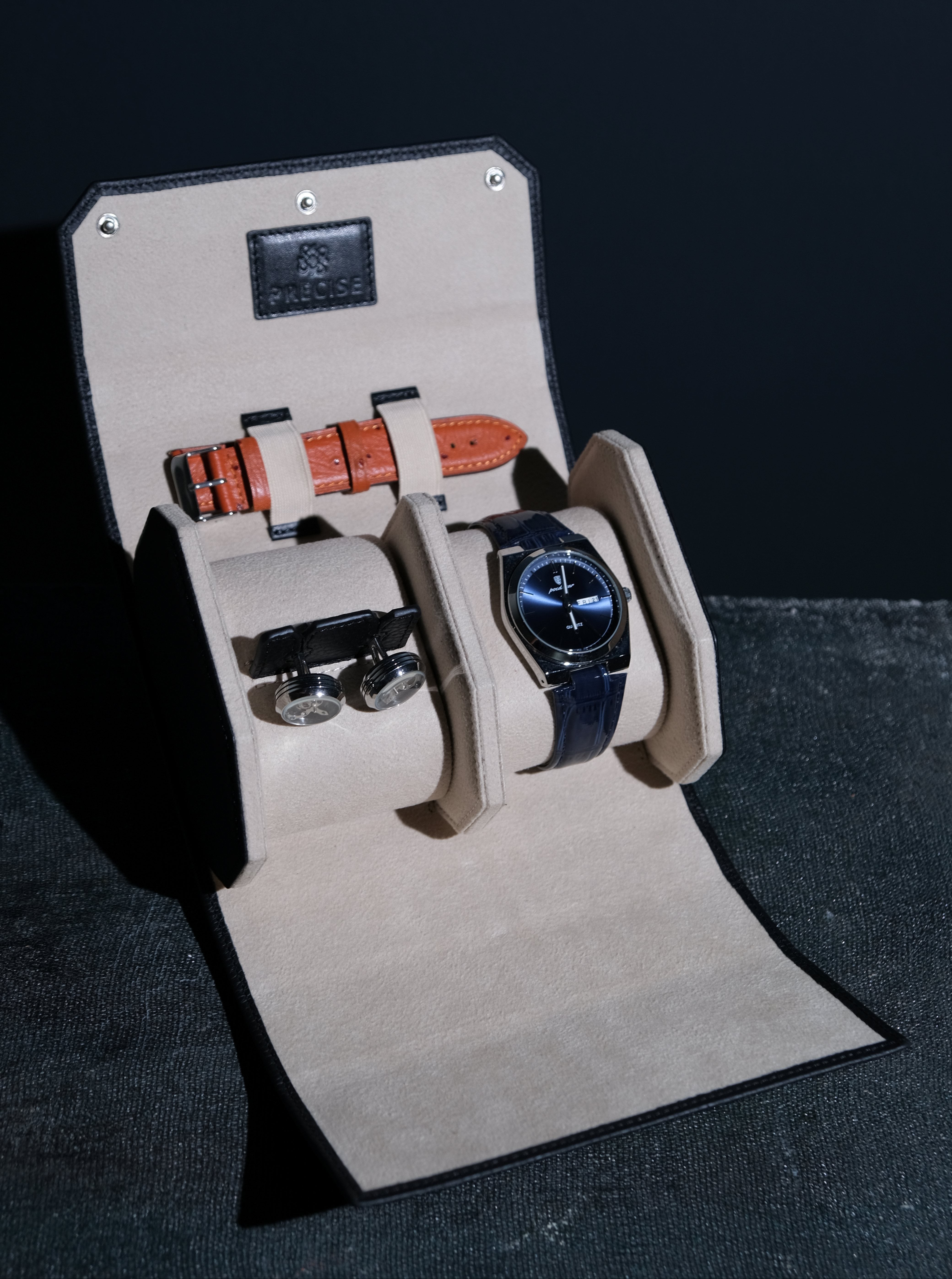 2 Li Saat koruma & kol düğmelik (Watch Roll & Cufflink Case)-2