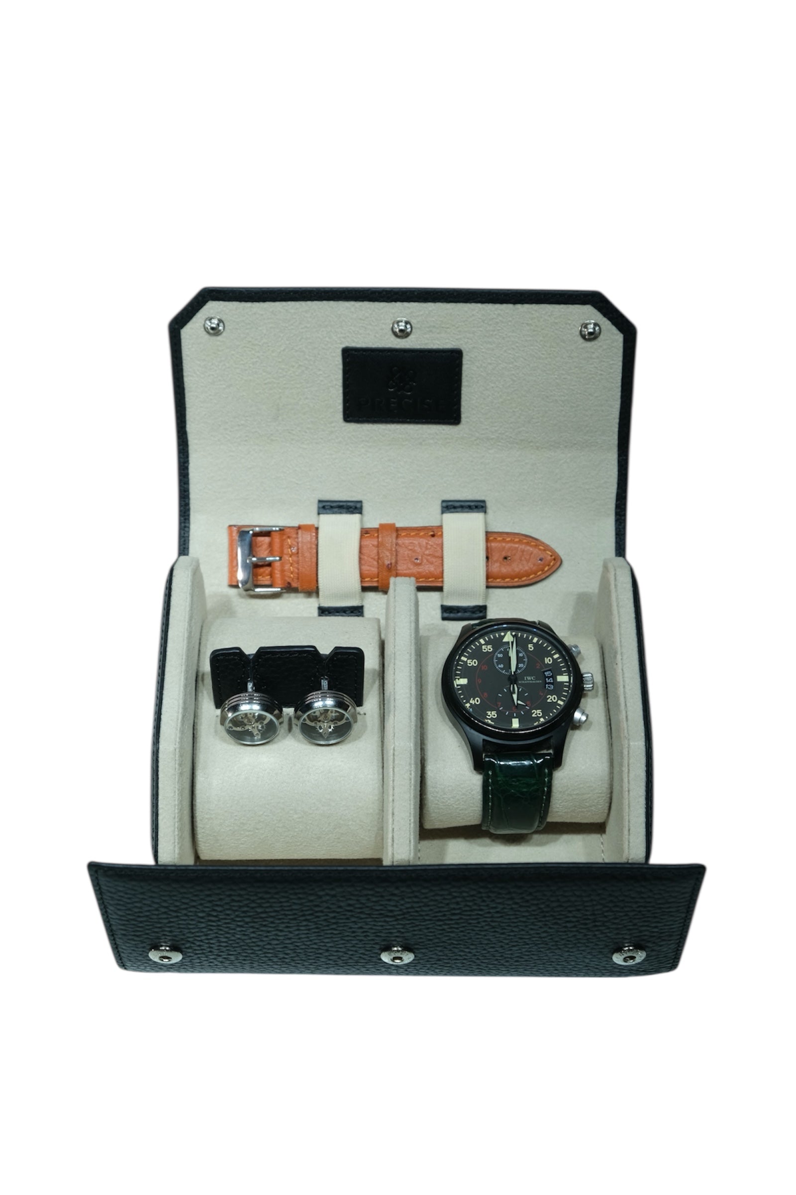 2 Li Saat koruma & kol düğmelik (Watch Roll & Cufflink Case)-5